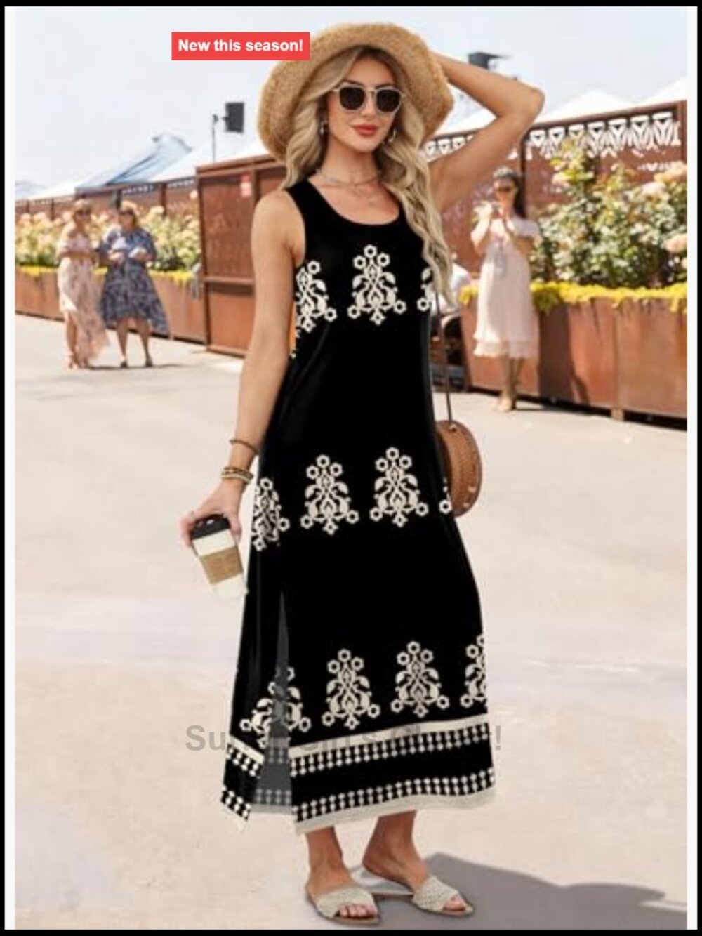 Maxi Dress Summer Sleeveless Sundress with Pockets Boho Loose Fit - Picture 3 of 5